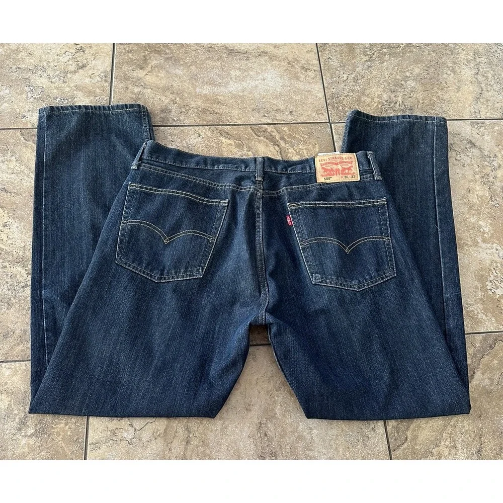 Levis Jeans 505 Waterless Men 36x32 Blue Straight Leg Casual Classic Fit 36X31